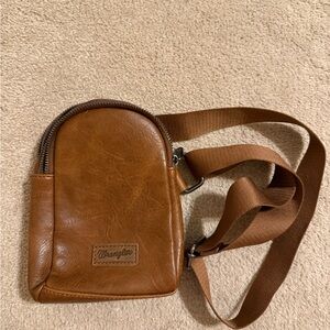 Wrangler Tan Leather Sling Belt Bag for Men